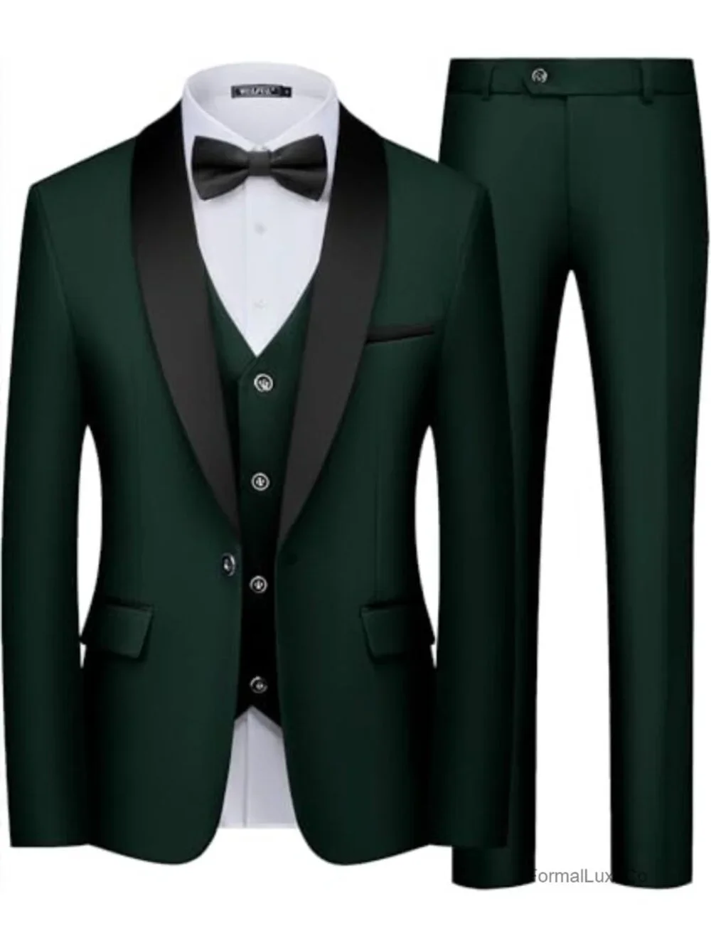Men's 3 Piece Slim Fit Tuxedo Suit Set Shawl Lapel Blazer Vest Pants